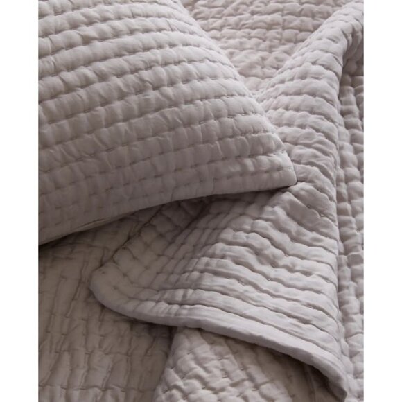 Quince Quilted Stitch Sham Set 20" x 26" 55% Linen 45% Cotton - Picture 3 of 10